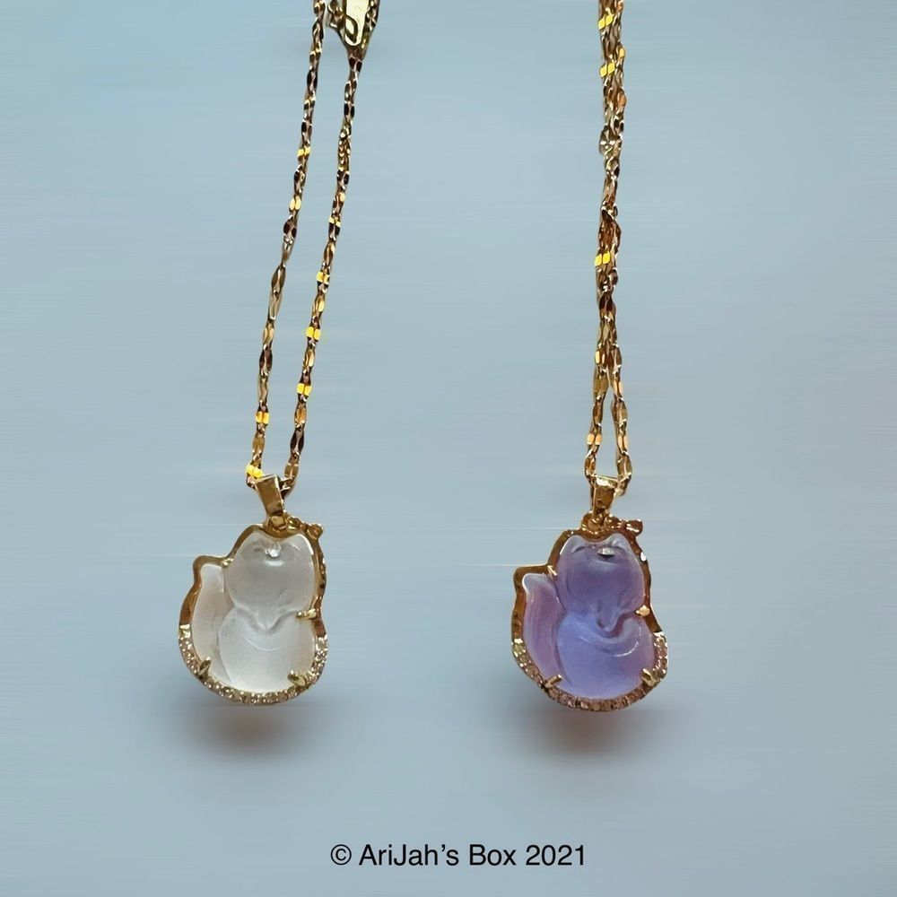 Gold Jade Foxy Pendant Necklace
